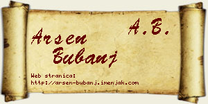 Arsen Bubanj vizit kartica